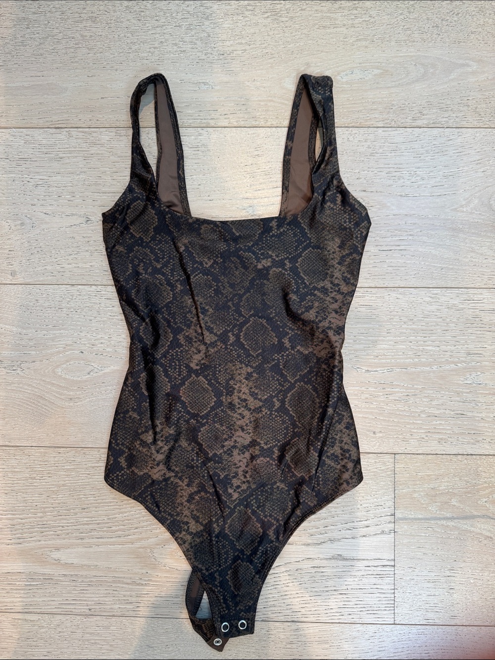 Good American Brown Snake-Print One-Piece Swimsuit